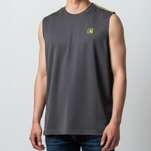 AND1 Mens Sleeveless Basketball Jersey Tank Top Gray Lime Green Large NI04-H181